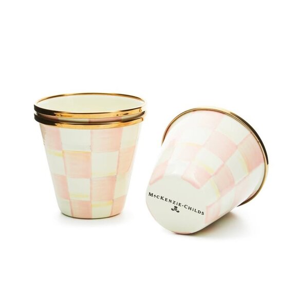 NEW MacKenzie-Childs Rosy Check Herb Pots (Set of 3) + 20 ct Rosy napkins - Picture 4 of 5